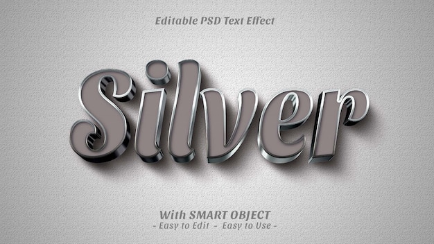 Silver bold luxury 3d editable text effect