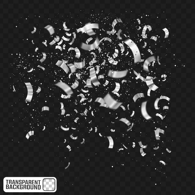 Silver Confetti Explosion with Glitter Particles Transparent Background Celebration Effect