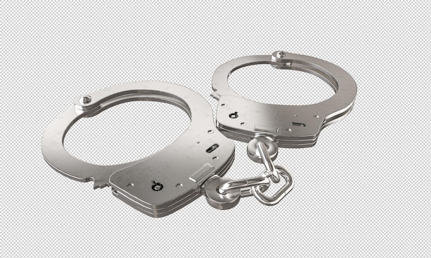 Silver handcuffs isolated on white