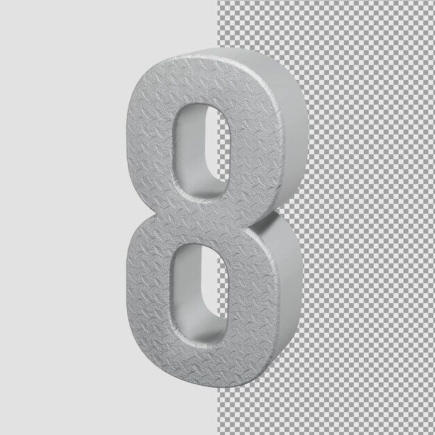 Silver Metallic 3D Rendering Number