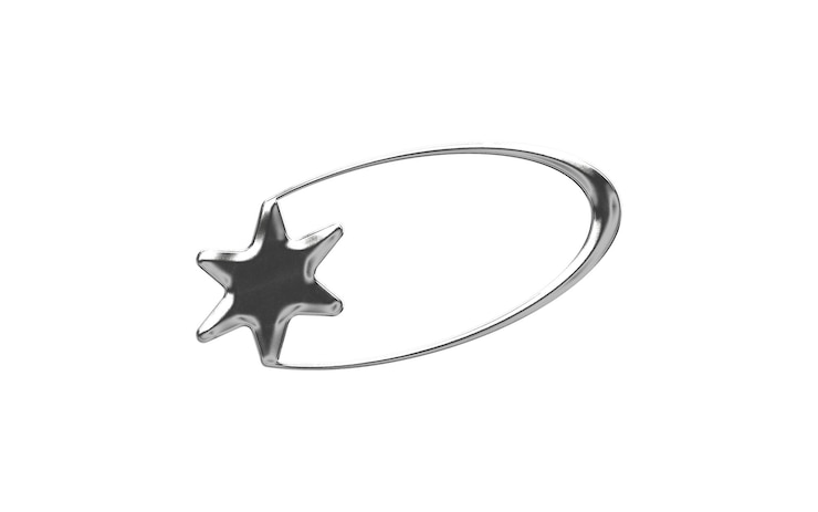 PSD silver shooting star with orbit