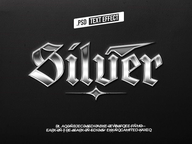 silver text effect psd