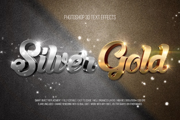 Silvergold 3d-texteffekte