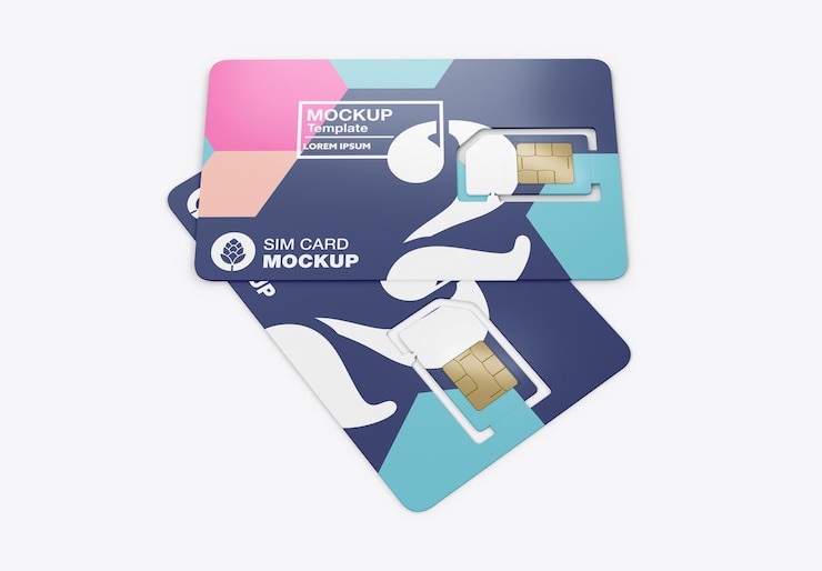 PSD sim card mockup rendering 3d