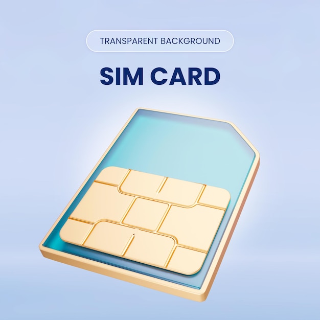 PSD sim-karte 3d-rendering-bildgebung