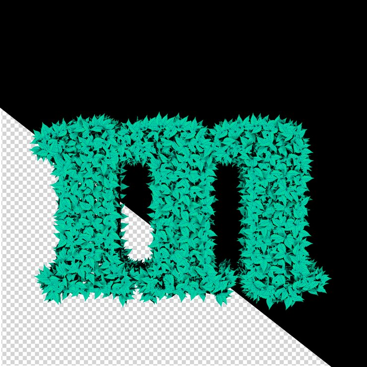 PSD simbol 3d dari daun mentol huruf m