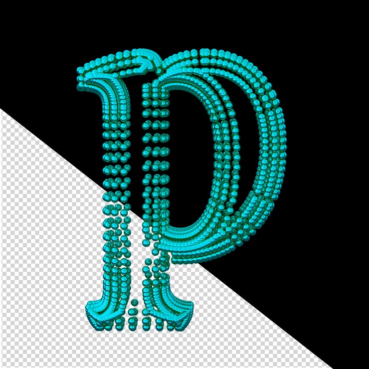 PSD simbol huruf p dari bola 3d turquoise kecil