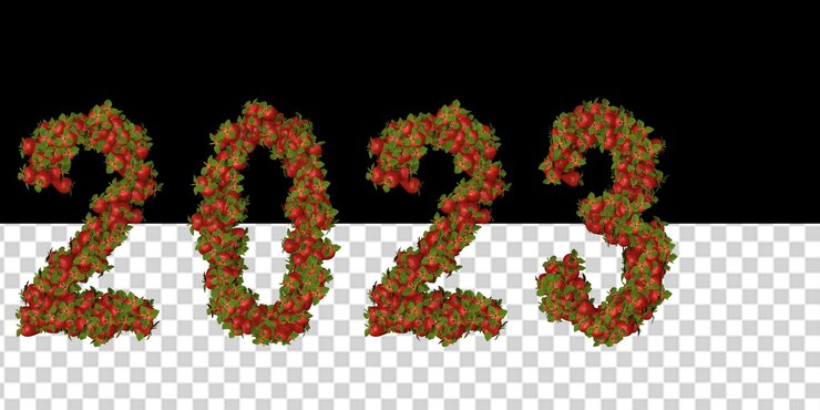 PSD simboli 3d del nuovo anno 2023