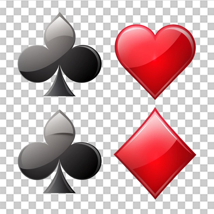 PSD simboli di carte da gioco isolati su uno sfondo trasparente