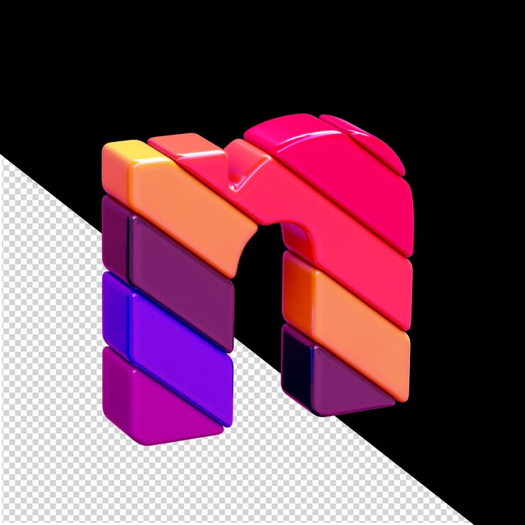 PSD simbolo 3d a colori composto da blocchi diagonali lettera n