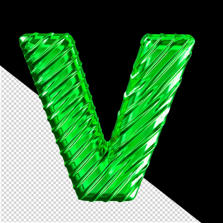 PSD simbolo 3d a righe verdi lettera v