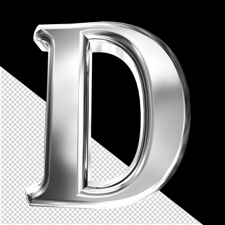 PSD simbolo 3d argentato con lettera smussata d