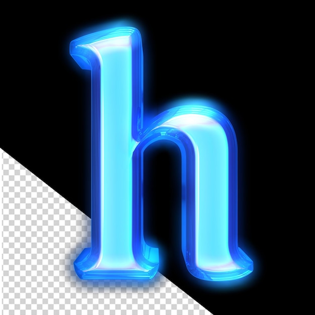 Símbolo 3D azul brillando alrededor de los bordes letra h