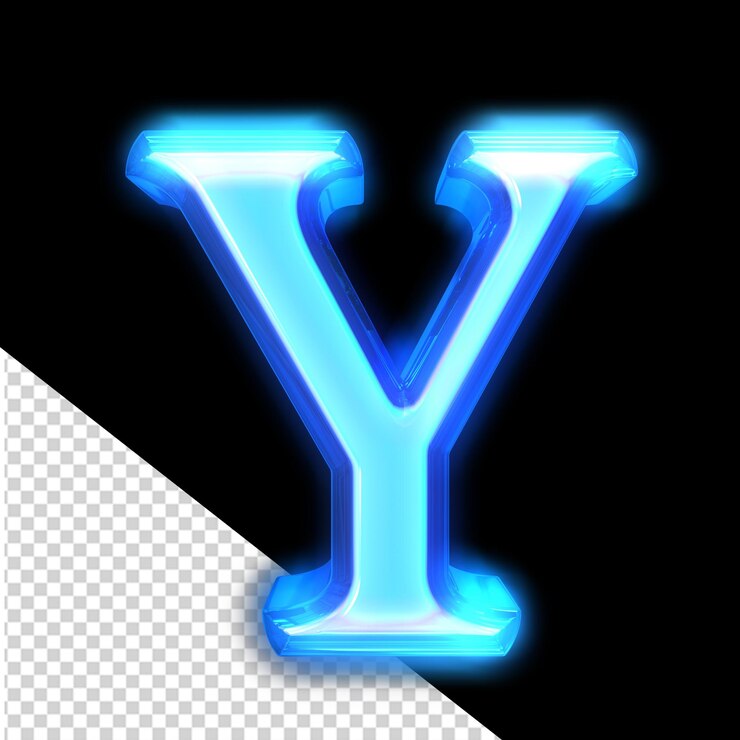 PSD símbolo 3d azul brillando alrededor de los bordes de la letra y