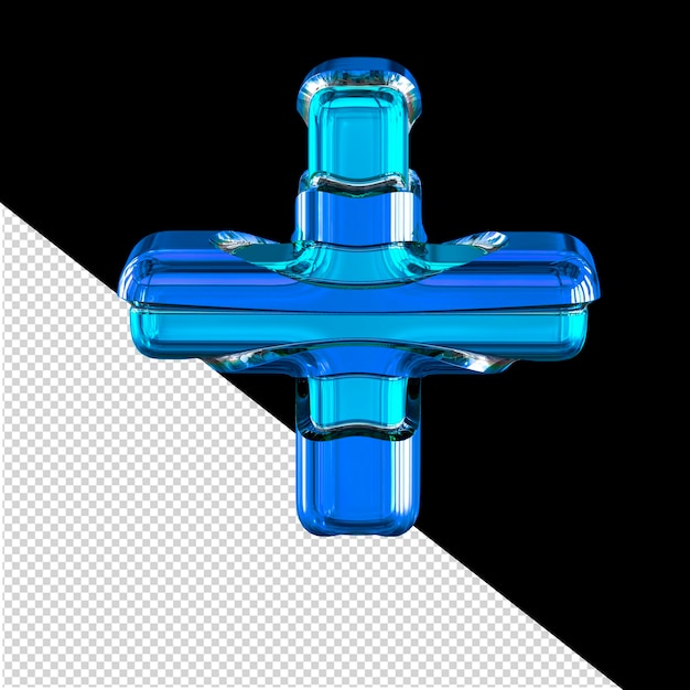 PSD símbolo 3d azul com tiras finas horizontais