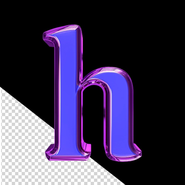 PSD símbolo 3d azul em uma letra roxa h