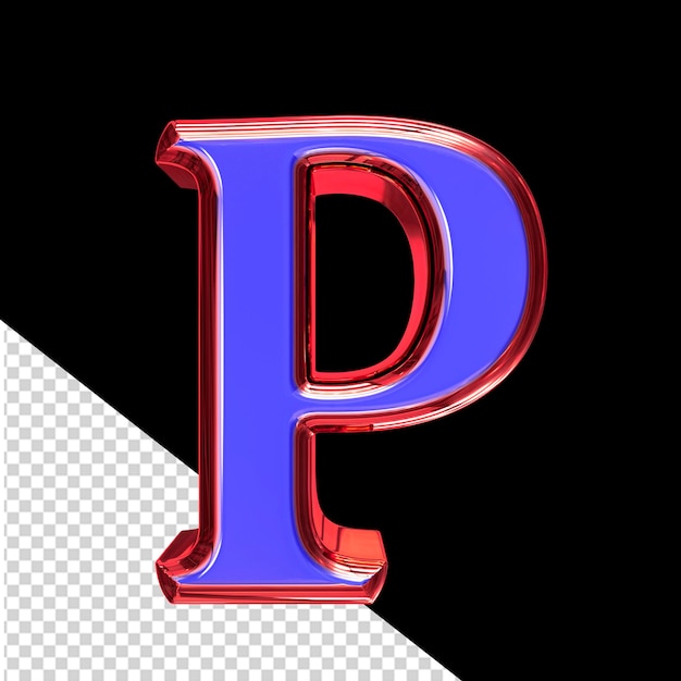 PSD símbolo 3d azul em uma letra vermelha p
