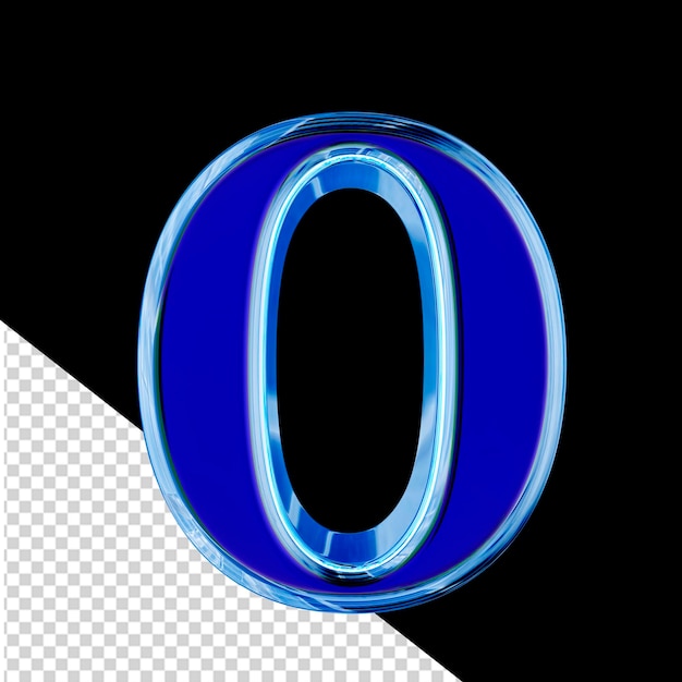 Símbolo 3d azul em uma moldura de gelo azul