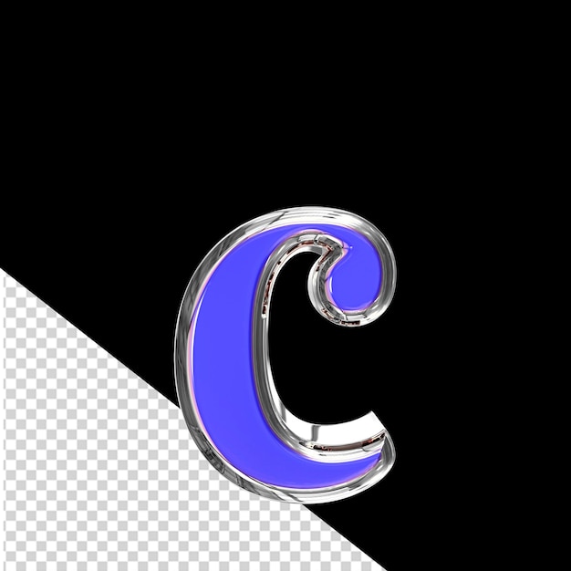 PSD símbolo 3d azul em uma moldura prateada letra c