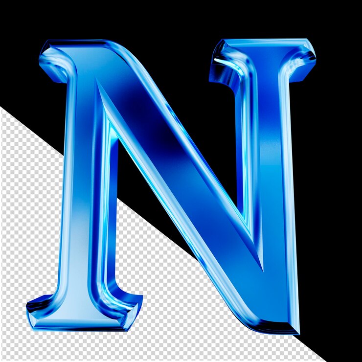 PSD símbolo 3d azul con la letra biselada n