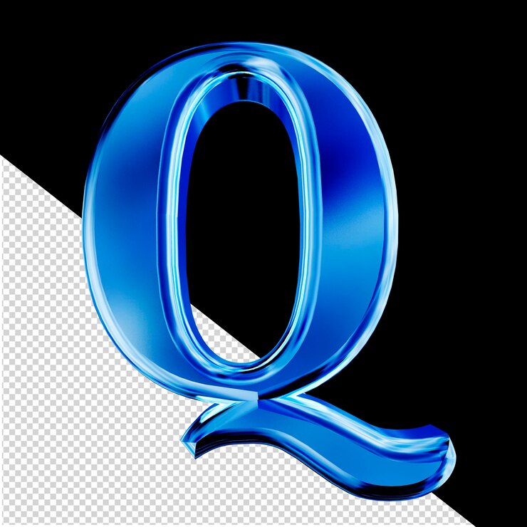 PSD símbolo 3d azul con la letra biselada q