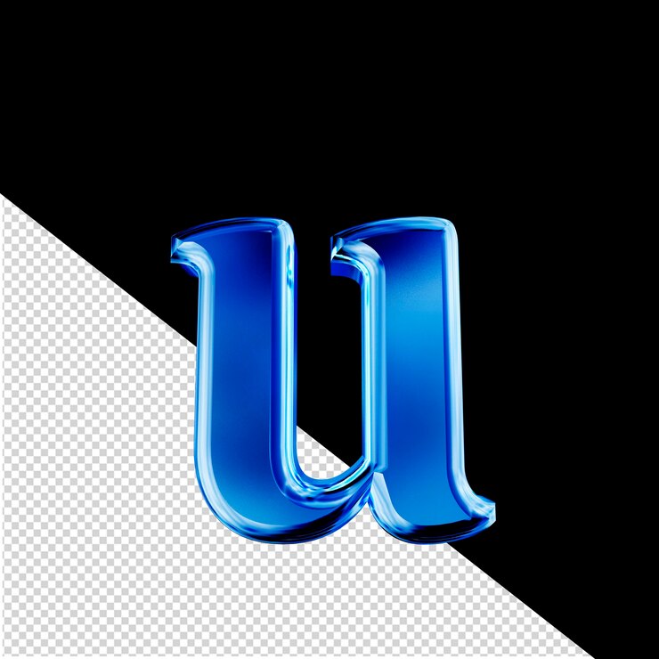 PSD símbolo 3d azul con la letra biselada u