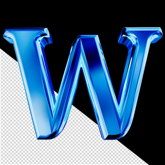 Símbolo 3D azul con la letra biselada w