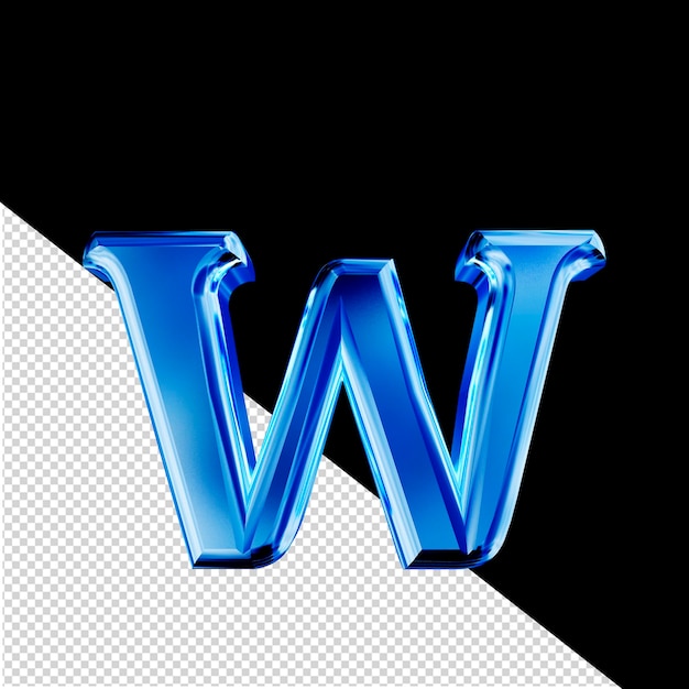 Símbolo 3D azul con la letra biselada w