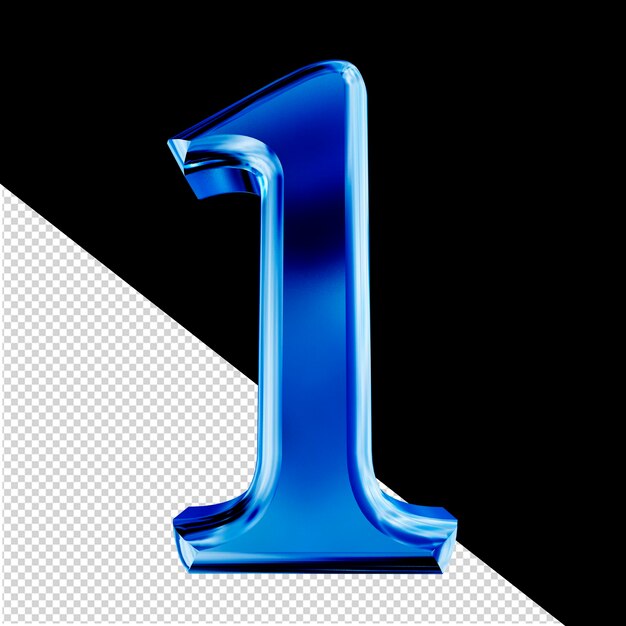 Símbolo 3d azul con el número de bisel 1