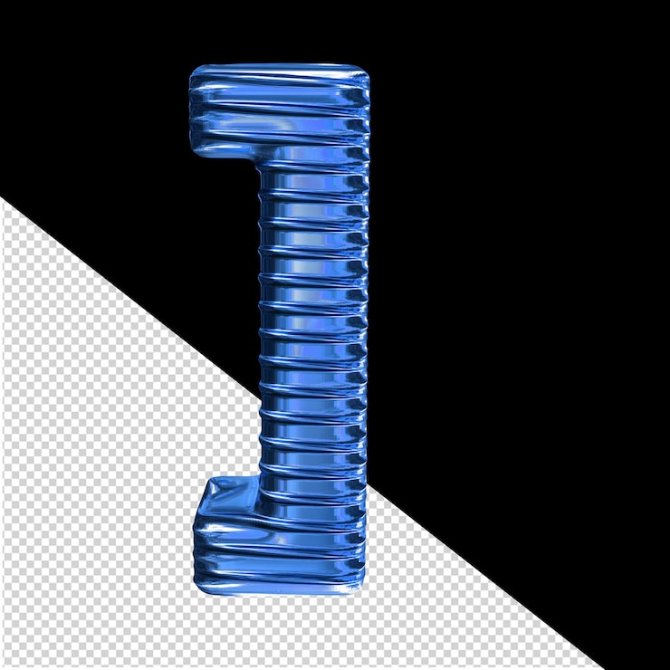 PSD símbolo 3d azul con ribas horizontales