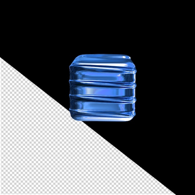 Símbolo 3D azul con ribas horizontales