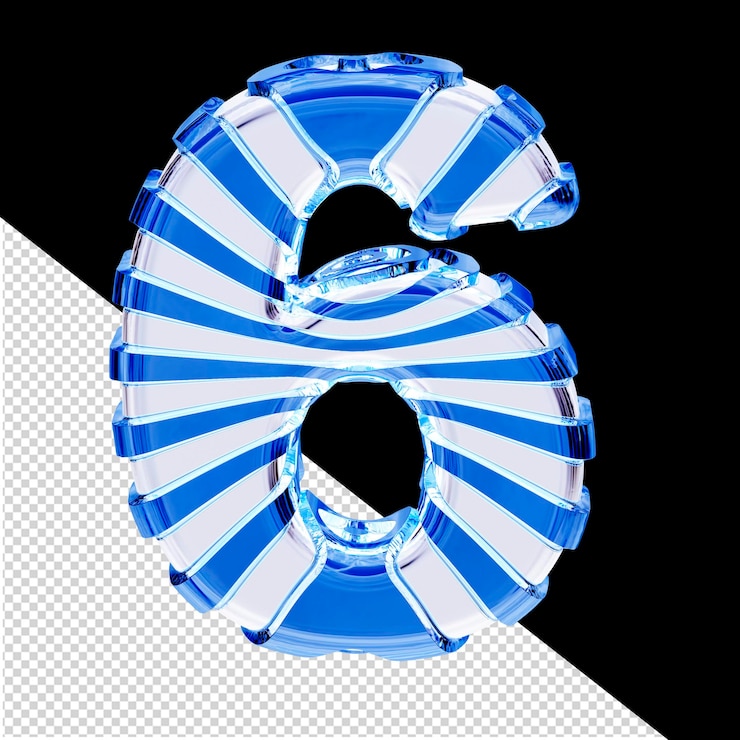 PSD simbolo 3d bianco con cinturini blu numero 6