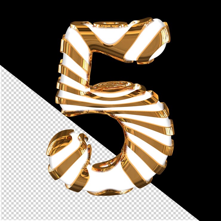 PSD simbolo 3d bianco con cinturini dorati numero 5