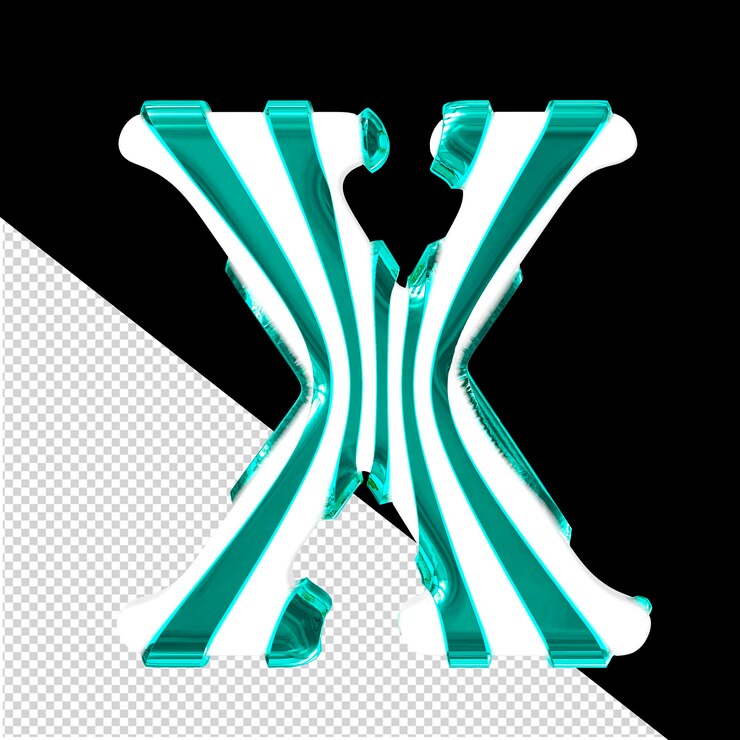 PSD símbolo 3d blanco con correas delgadas turquesas letra x