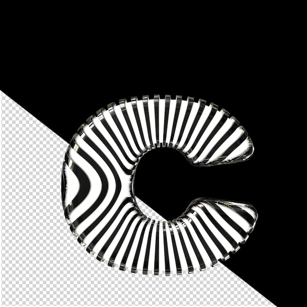 Símbolo 3d blanco con correas negras ultra delgadas letra c