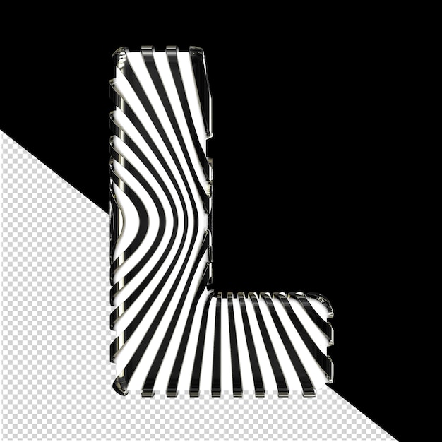 PSD símbolo 3d blanco con correas negras ultra delgadas letra l