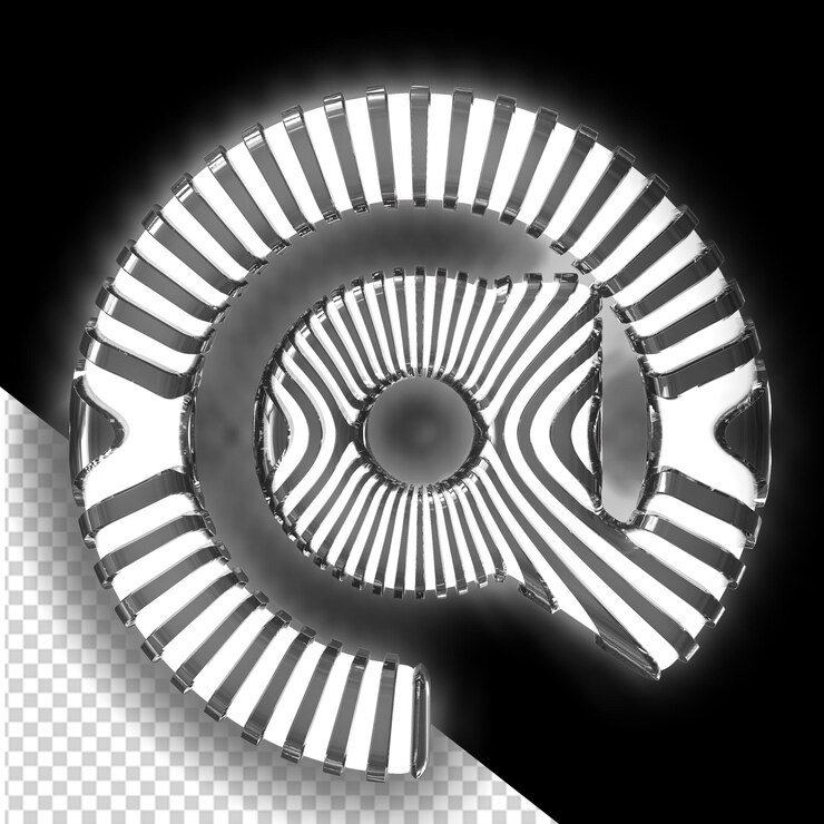 PSD símbolo 3d blanco con correas verticales luminosas negras ultra delgadas