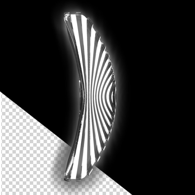 Símbolo 3d blanco con correas verticales luminosas negras ultra delgadas
