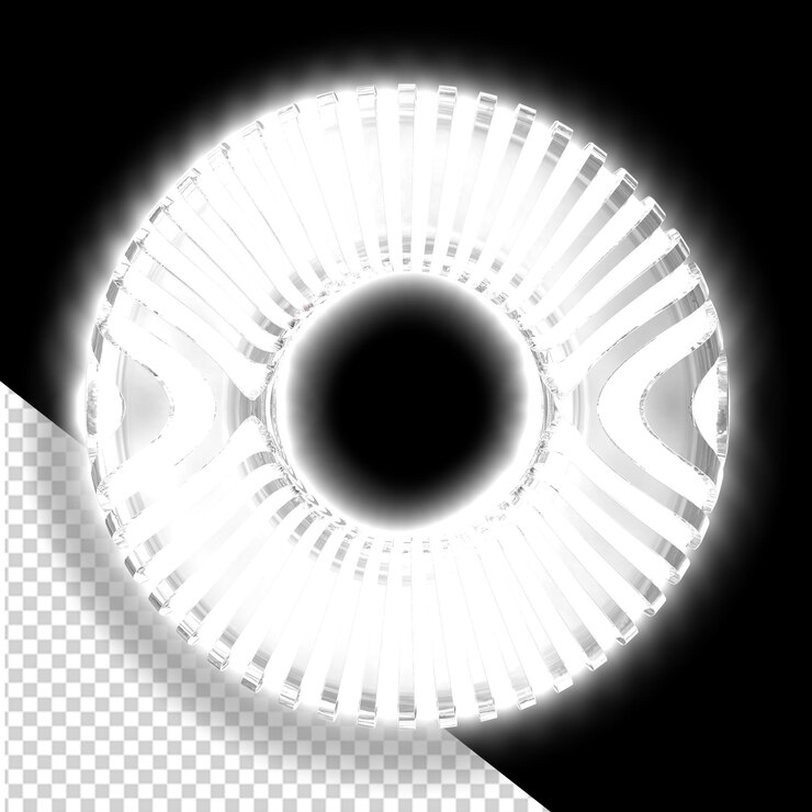 PSD símbolo 3d blanco con correas verticales luminosas plateadas ultra delgadas letra o