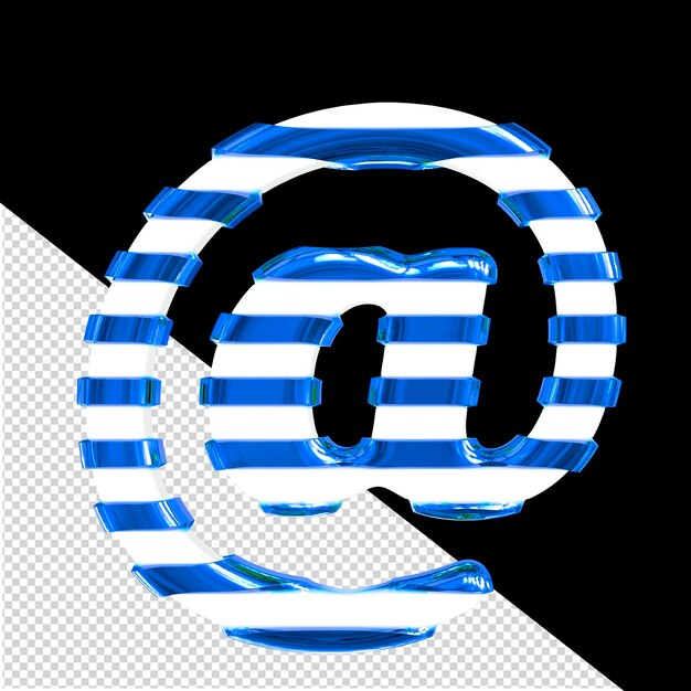 Símbolo 3D blanco con tiras horizontales azules delgadas