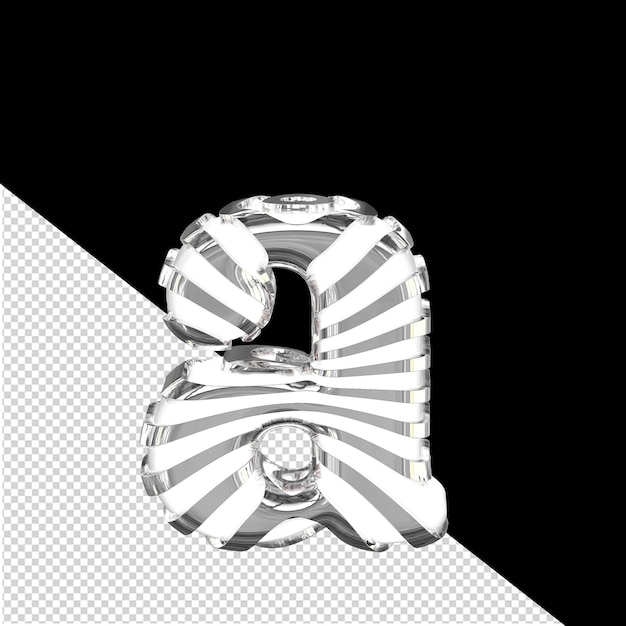 Símbolo 3d blanco con tiras plateadas letra a