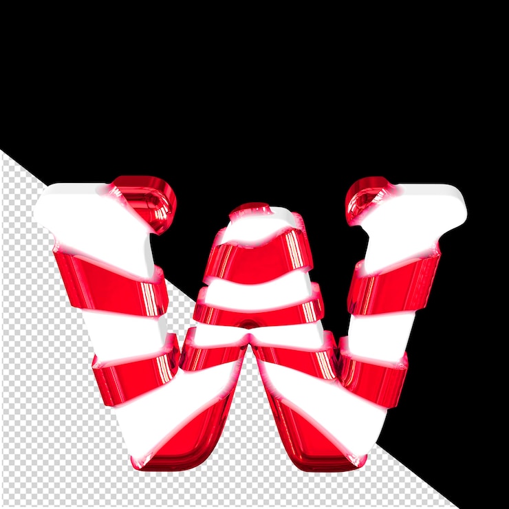 PSD símbolo 3d blanco con tiras rojas gruesas letra w