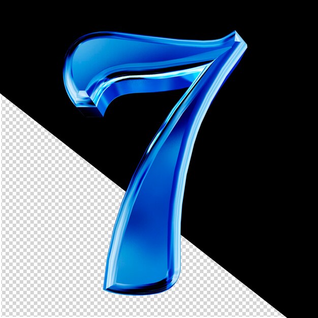 Simbolo 3D blu con il numero di chiusura 7