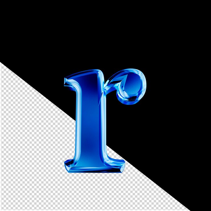 PSD simbolo 3d blu con lettera smussata r