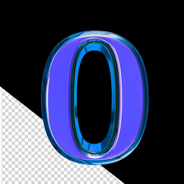 Simbolo 3d blu in una cornice blu numero 0