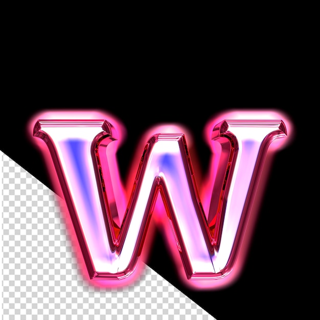 Simbolo 3d blu in una cornice rosa con la lettera luminosa w