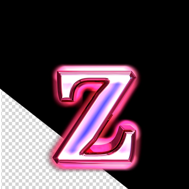 Simbolo 3d blu in una cornice rosa con la lettera z luminosa