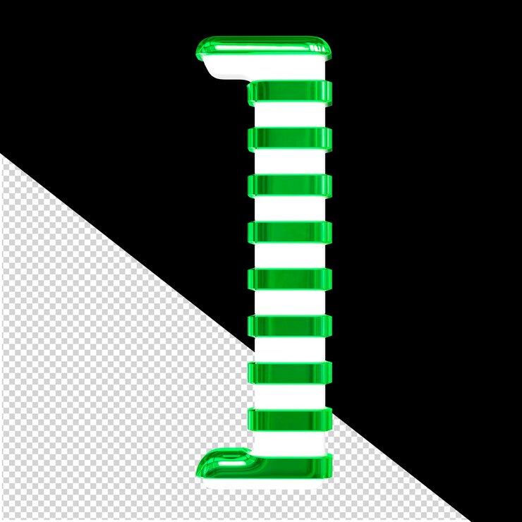 PSD símbolo 3d branco com tiras horizontais finas e verdes