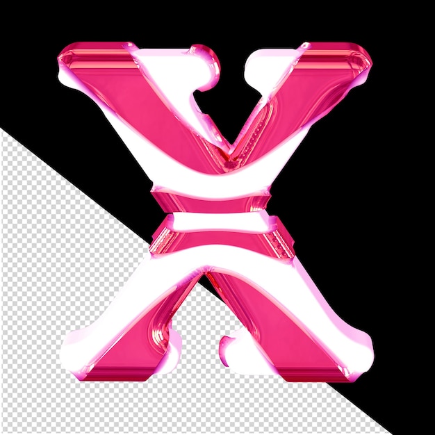 PSD símbolo 3d branco com tiras rosas grossas letra x
