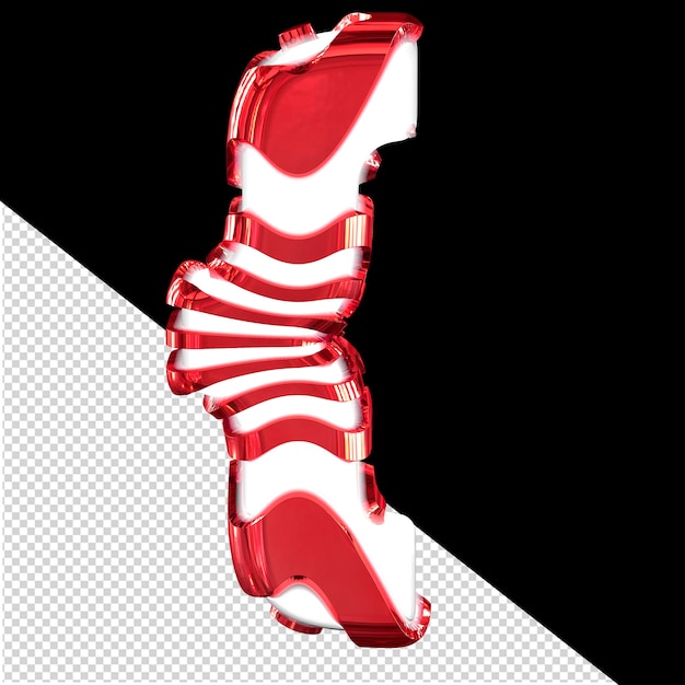 Símbolo 3d branco com tiras vermelhas